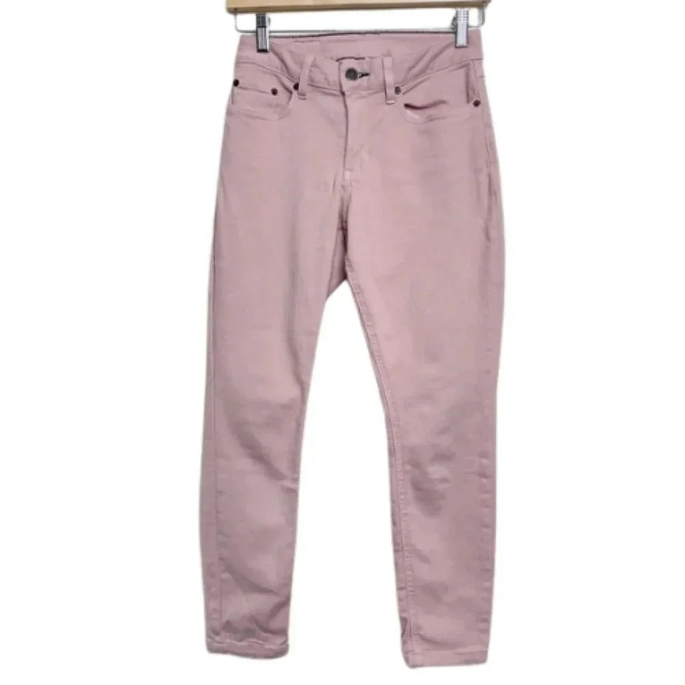 L.L.Bean Womens 2 Petites Pink Beanflex Skinny Leg Coolmax Jeans